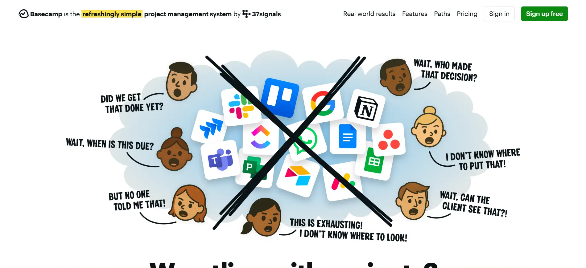 Basecamp team communication and project interface