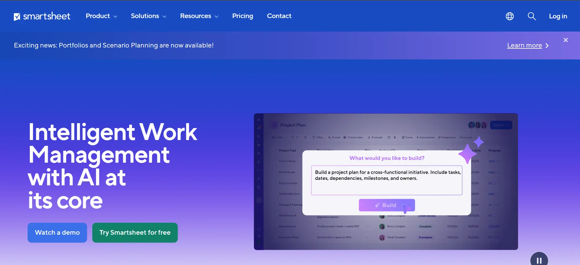Smartsheet spreadsheet-style project management interface