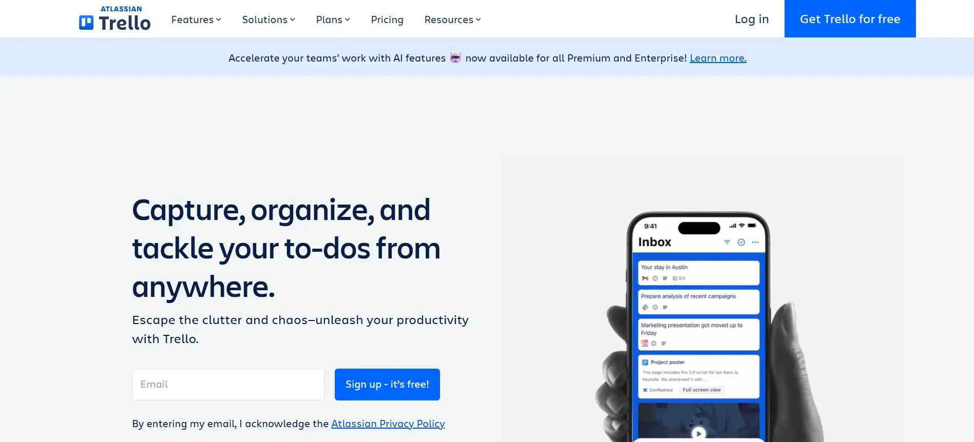 Trello Kanban board interface