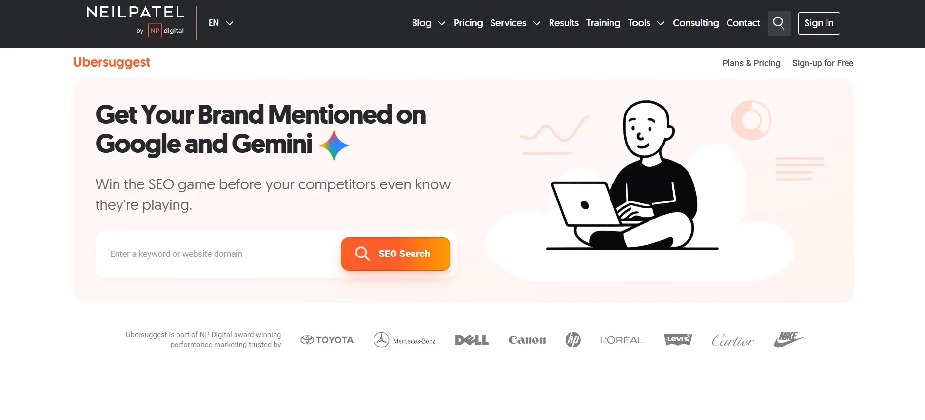 Ubersuggest SEO tool interface