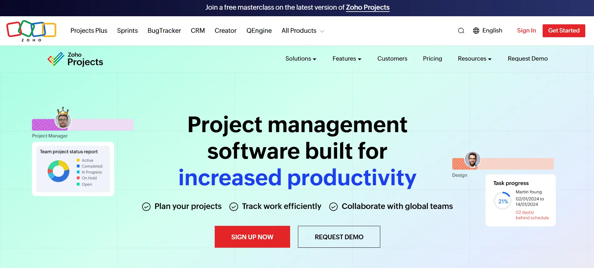 Zoho Projects project management interface