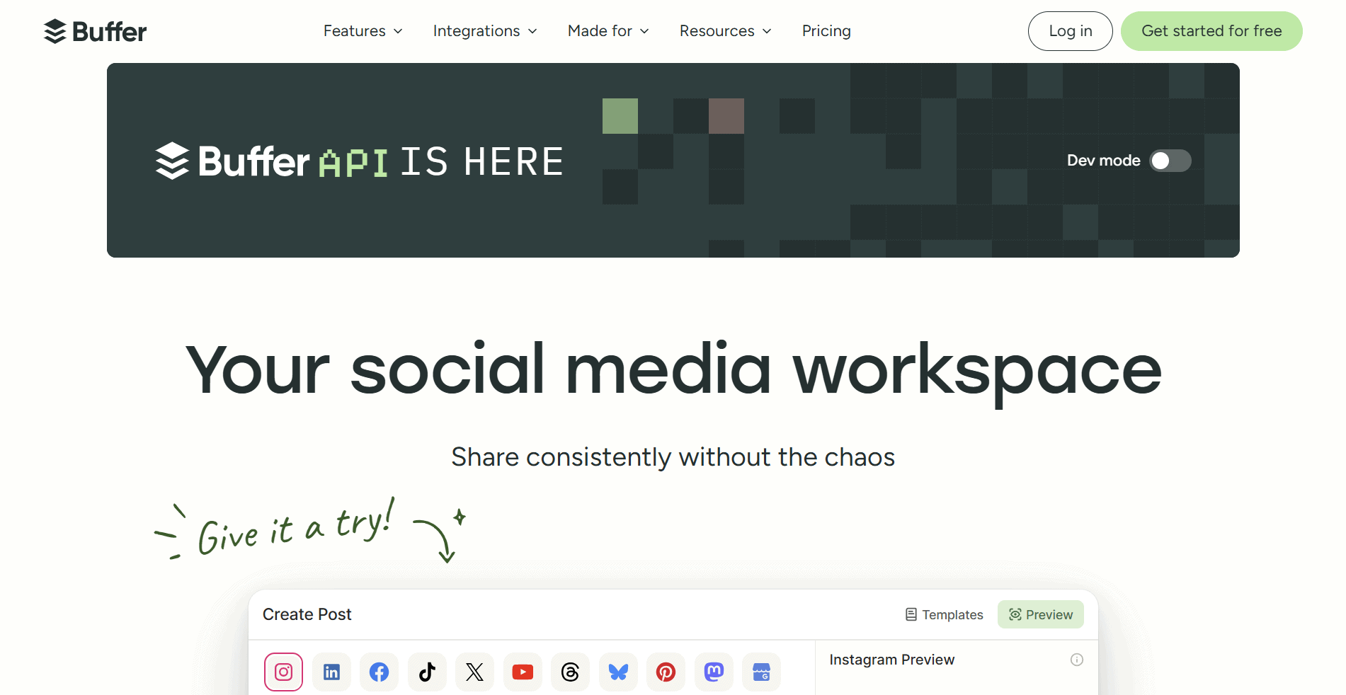 Buffer social media scheduling interface